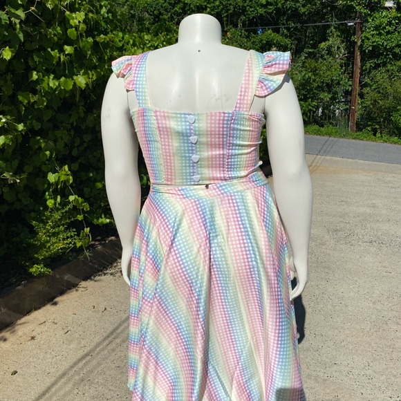 Voodoo Vixen Pastel Gingham Sleeveless Top/Skirt Set - Picture 5 of 10